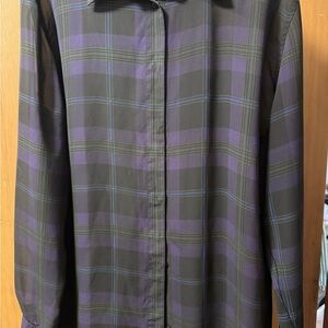 Ralph Lauren Purple and Black Plaid Button-Down Shirt